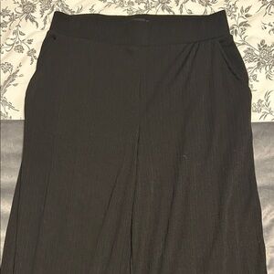 Black Wide-Leg Textured Pants